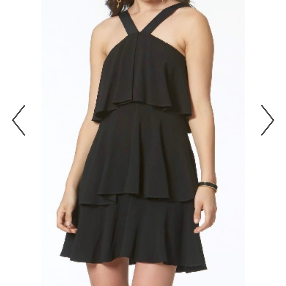 NWT Rachel Zoe Black Layered Mini Halter Dress